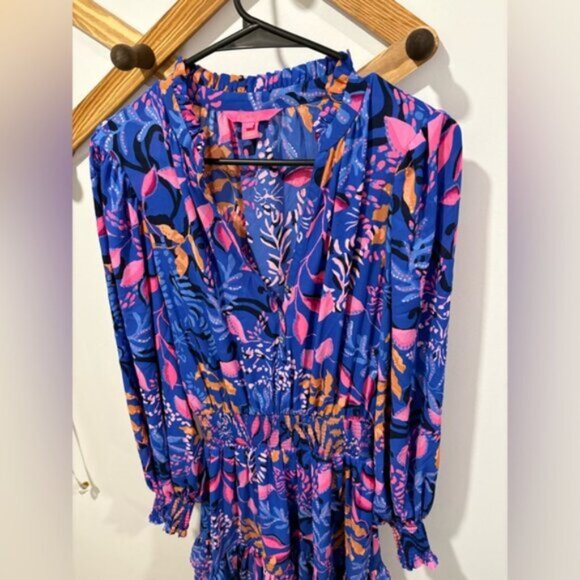 Lilly Pulitzer Shilah Botanical Print Long Sleeve Tiered Dress - Picture 3 of 11
